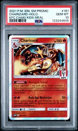 2021 POKEMON INDONESIAN SM PROMO KFC CHAKI KIDS MEAL #181 CHARIZARD-HOLO PSA 10 - Image 1