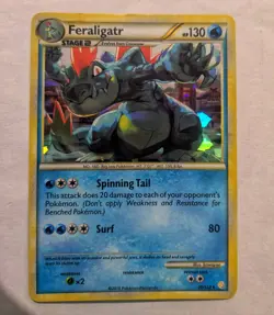 Pokemon Card Feraligatr 20/123 2010 HeartGold SoulSilver Cracked Ice Holo LP - Image 1