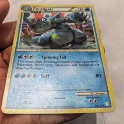 Pokemon Card Feraligatr 20/123 2010 HeartGold SoulSilver Cracked Ice Holo LP - Image 2