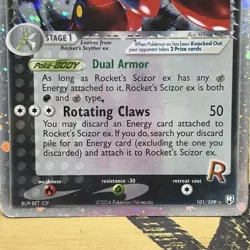 Pokemon Rockets Scizor Ex 101/109 Ex Team Rocket Returns Holo DAMAGED ink Rare - Image 4