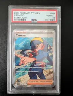 Carmine 204/167 Pokemon Scarlet & Violet Twilight Masquerade Ultra Rare PSA 10 - Image 1