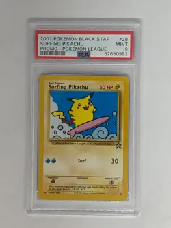 2001 Pokemon Black Star Promo SURFING PIKACHU 28 - MINT - PSA 9 - Image 1