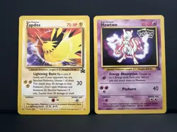 WOTC Pokemon Promo Lot Mewtwo Movie #3 Zapdos #23 MP Vintage Black Star - Image 1