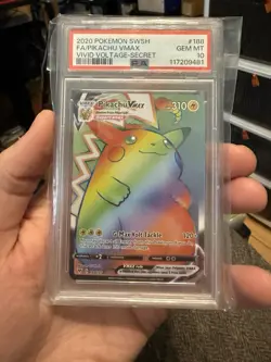 2020 POKEMON SWORD & SHIELD VIVID VOLTAGE SECRET FULL ART/PIKACHU VMAX PSA 10 - Image 1