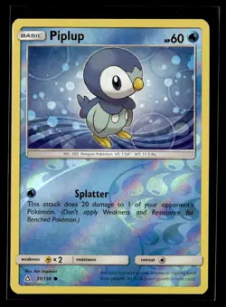 2018 Sun & Moon - Ultra Prism - Reverse Holo 3 Piplup Basic/Common #31 - Image 1