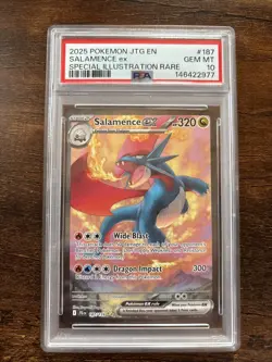 2025 POKEMON JTG EN-JOURNEY TOGETHER #187 SALAMENCE EX PSA 10 - Image 1