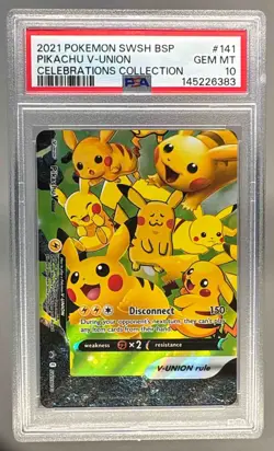 2021 Pokemon Sword & Shield Black Star Promos 141 Pikachu V-UNION PSA 10 - 6383 - Image 1