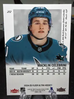 2024 Upper Deck Fleer Ultra Rookies Silver Foil Macklin Celebrini #212 Rookie RC - Image 2