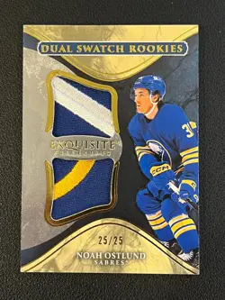 Noah Ostlund 2025-26 Upper Deck Exquisite Dual Swatch Rookies /25 Sabres - Image 1