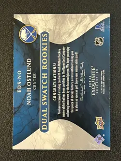 Noah Ostlund 2025-26 Upper Deck Exquisite Dual Swatch Rookies /25 Sabres - Image 2