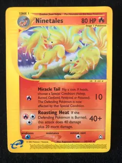 Pokemon TCG Ninetales Rare E-Card Aquapolis 25/147 LP+ Condition WOTC 2003 - Image 1