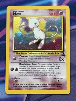 💥 Mew w/ Swirl 2000 Pokemon Promo Holo Foil Black Star Rare Vintage Card No # 9 - Image 1