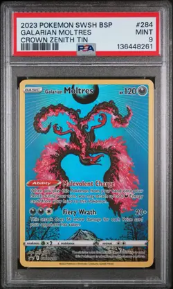 Galarian Moltres SWSH284 Crown Zenith Promo Card Holo - PSA 9 MINT - Image 1