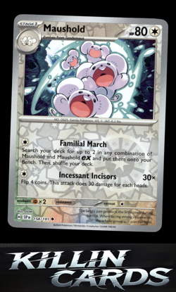 Reverse Holofoil Maushold 158/191 Pokemon Uncommon SV08: Surging Sparks Card NM - Image 1