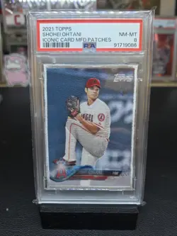 2021 Topps Iconic Card Shohei Ohtani Cloth RC Rookie Card PSA 8 Rare Pop 3 🔥 - Image 1