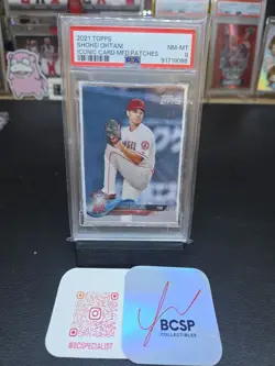 2021 Topps Iconic Card Shohei Ohtani Cloth RC Rookie Card PSA 8 Rare Pop 3 🔥 - Image 3