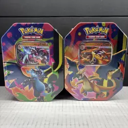 Pokemon TCG Mega Charizard X & Y Tins Sealed SET Of 2 Phantasmal Flames NEW 🔥 - Image 1