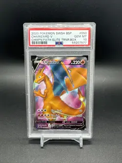 2020 Pokemon Champions Path ETB Promo Charizard V SWSH050 PSA Gem Mint 10 - Image 1