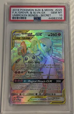 2019 Pokemon Sun & Moon Gardevoir Sylveon GX Tag Team PSA 10 FA #225 - Image 1