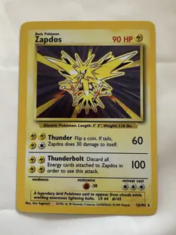 ⚡Pokemon TCG Zapdos Base Set Holo Rare 16/102 NM 1999⚡ - Image 1