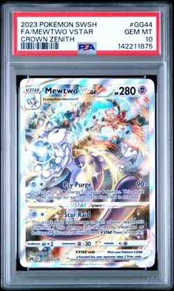 2023 POKEMON SWORD & SHIELD CROWN ZENITH #GG44 FULL ART/MEWTWO VSTAR PSA 10 - Image 1