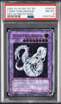 2005 YU-GI-OH! CRV-CYBERNETIC REVOLUTION #EN035 CYBER TWIN DRAGON PSA 8 - Image 1