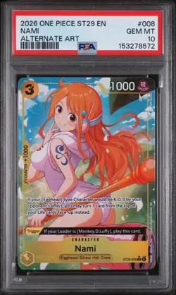2026 ONE PIECE STARTER DECK ST29-EGGHEAD ALTERNATE ART #008 NAMI PSA 10 - Image 1