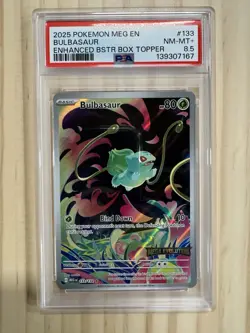 Pokemon Bulbasaur 133/132 Me01 Illustration Rare Box Topper Holo PSA 8.5 - Image 1