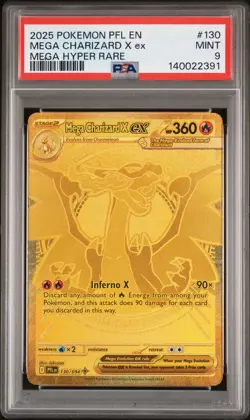 2025 POKEMON PFL EN-PHANTASMAL FLAMES MEGA HYPER RARE MEGA CHARIZARD X EX PSA 9 - Image 1
