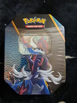 Pokemon TCG Divergent Powers Hisuian Samurott V Tin. - Image 1