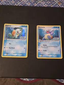 Squirtle 63/100 Wartortle 42/100 Reverse Holos Pokemon EX Crystal Guardians - Image 1