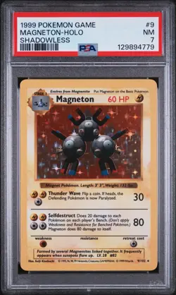 Pokemon TCG Magneton 9/102 Base Set Shadowless Holo PSA 7 Graded - Image 1