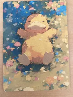 Anime ART STYLE Psyduck Fan Full Art Pokemon Custom Card/perfect bookmark - Image 2