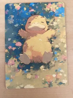 Anime ART STYLE Psyduck Fan Full Art Pokemon Custom Card/perfect bookmark - Image 3