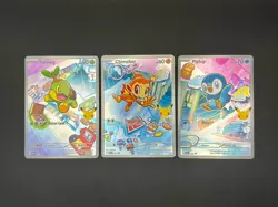 Pokemon First Partner Illustration 3 Card Lot Turtwig 40 Chimchar 41 Piplup... - Image 1