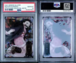 7642 CARDDASS DEMON SLAYER STAINED GLASS CARD GOLD BOOSTER NEZUKO KAMADO PSA 10 - Image 1
