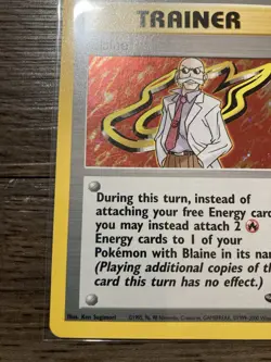 2000 Pokemon Gym Heroes Blaine Trainer 17/132 Holo LP Rare Vintage - Image 2