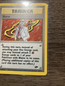 2000 Pokemon Gym Heroes Blaine Trainer 17/132 Holo LP Rare Vintage - Image 3