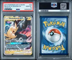PSA 10 Pikachu & Zekrom GX 33/81 Sun & Moon Team Up Tag Team Pokemon Gem Mint - Image 3