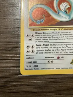 2000 Pokemon Gym Heroes Erika’s Dragonair 4/132 Holo Swirl NM Condition Rare - Image 2