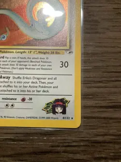 2000 Pokemon Gym Heroes Erika’s Dragonair 4/132 Holo Swirl NM Condition Rare - Image 3