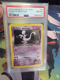 2000 Pokemon Gym Challenge-Rocket's Mewtwo Holo-14/132-PSA 8 NM/Mint - Image 1
