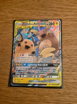 Pokemon TCG Raichu and Alolan Raichu GX Tag Team 54/236 - Image 1