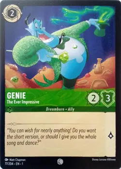77/204 GENIE THE EVER IMPRESSIVE THE FIRST CHAPTER COMMON DISNEY LORCANA CARD - Image 1