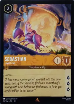 16/204 SEBASTIAN LOYAL CRAB EN10 RARE DISNEY LORCANA CARD - Image 1