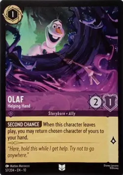 57/204 OLAF HELPING HAND EN10 UNCOMMON DISNEY LORCANA CARD - Image 1