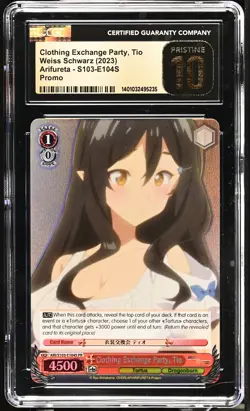 Weiss Schwarz GRADED 2023 Clothing Exchange Tio S103 PR PRISTINE 10 CGC - Image 1