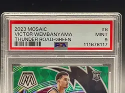 2023 Mosaic Victor Wembanyama Thunder Road GREEN PRIZM PSA 9 #8 Spurs Rookie RC - Image 3