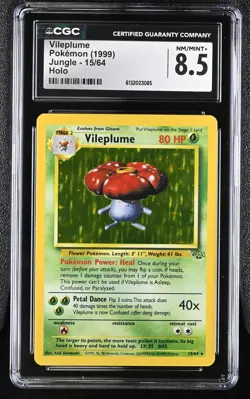 CGC 8.5 NM/MINT+ Vileplume 15/64 Jungle Holo Pokemon Card - Image 1