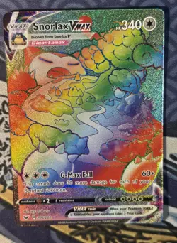 Pokemon TCG Snorlax VMax 206/202 Rainbow Card Secret Rare Near Mint - Image 1